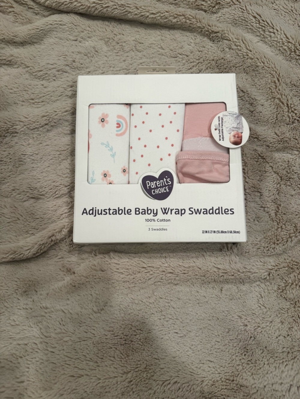 Parent's Choice Pink Adjustable Baby Wrap Swaddles - 3-Pack